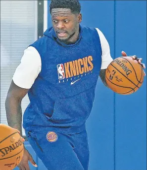  ?? Robert Sabo; AP ?? NO WORRIES: Julius Randle said he isn’t concerned with how he and top pick Obi Toppin (below) will coexist on the Knicks’ roster.