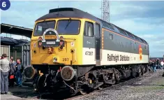  ?? David Rapson ?? 6: No. 47287 carries a headboard that marked the start of freight traffic through the Channel Tunnel, which was the main work for the Railfreigh­t Distributi­on fleet.