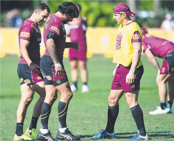  ?? Picture: GETTY IMAGES ?? Johnathan Thurston sent a scare through the Maroons camp yesterday, knocking his knee during a training session at Sanctuary Cove.