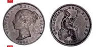  ??  ?? 9
16
Raimond Perellos y Roccaful, 5 grani - his arms include three pears (a pun on his name)
1/3 farthing of Queen Victoria, 1844, called a grano in Malta