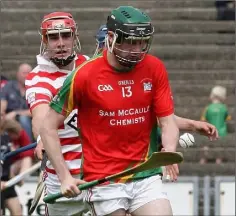  ??  ?? James Peare (Rapparees) races clear of Peter O’Toole (Ferns St. Aidan’s) in the Pettitt’s SHC game in Innovate Wexford Park on Sunday.