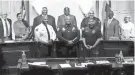  ?? PROVIDED BY CHARLIE DRAPE ?? Joseph Wade poses with the Jackson City Council and mayor after being confirmed as the new chief of police.