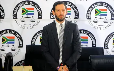  ?? News Agency (ANA) | NOKUTHULA MBATHA African ?? DIRECTOR of Crowe Forensics SA, Ryan Sacks, testifies at the Commission of Inquiry into State Capture.