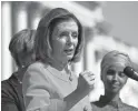  ?? J. SCOTT APPLEWHITE/AP ?? House Speaker Nancy Pelosi is trying to build a consensus on impeachmen­t but wants to wait on “the strongest possible hand.”