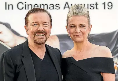  ?? GETTY IMAGES ?? Author Jane Fallon and her partner, Ricky Gervais, in London.