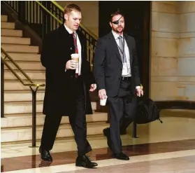 ?? Carolyn Kaster / Associated Press ?? Rep.-elect Dan Crenshaw, R-Texas, right, who represents the 2nd Congressio­nal District, says he is a longtime supporter of Israel.