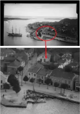  ?? ?? FRA GAMMEL TID:
Den gamle stallen er synlig på gamle bilder fra Risør.