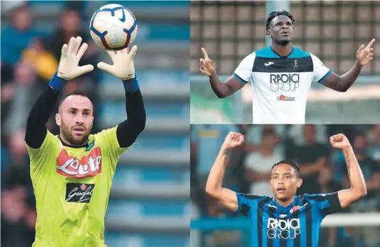  ?? / AFP y EFE ?? David Ospina busca su segundo título con Napoli, mientras que Duván Zapata y Luis Muriel van por el primero con Atalanta.