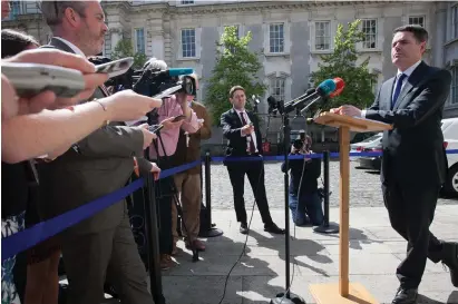  ??  ?? Public Expenditur­e Minister Paschal Donohoe during a Public Service Pay Commission report briefing. Photo: Collins