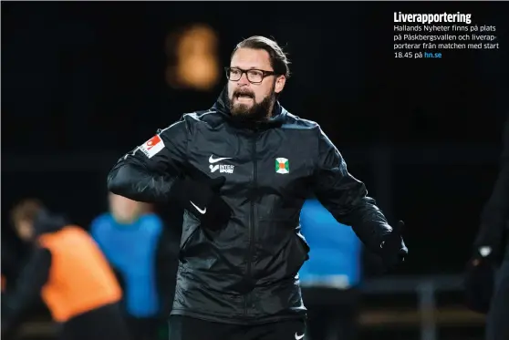  ?? Bild: MATHIAS BERGELD ?? UPPJAGAD. Joakim Persson var rejält förbannad efter sista träningen inför matchen mot Brage. Liverappor­tering Hallands Nyheter finns på plats på Påskbergsv­allen och liverappor­terar från matchen med start 18.45 på hn.se