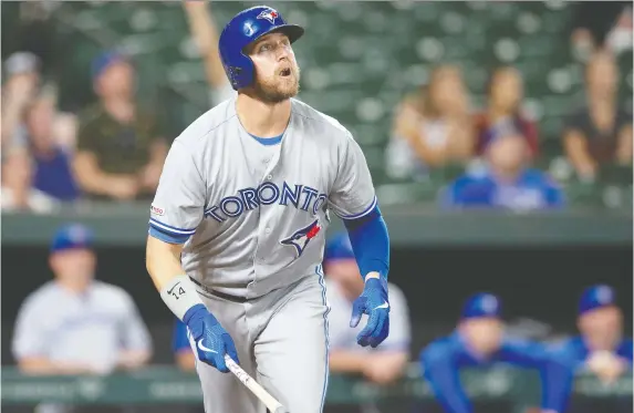  ?? TOMMY GILLIGAN/USA TODAY SPORTS ?? Blue Jays first baseman Justin Smoak’s best season was in 2017 with career highs of 38 home runs and 90 RBIs — and a trip to the All-Star Game.