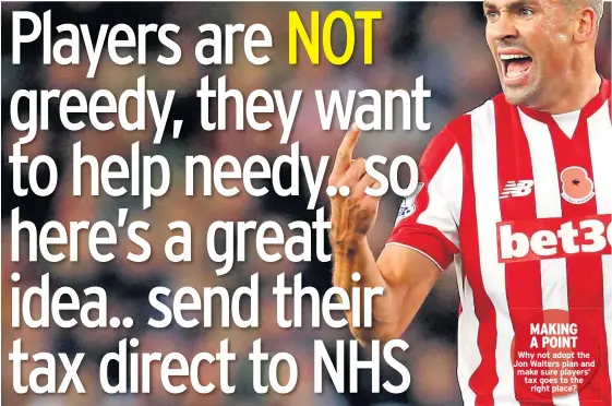  ??  ?? Why not adopt the Jon Walters plan and make sure players’ tax goes to the
right place? MAKING A POINT
