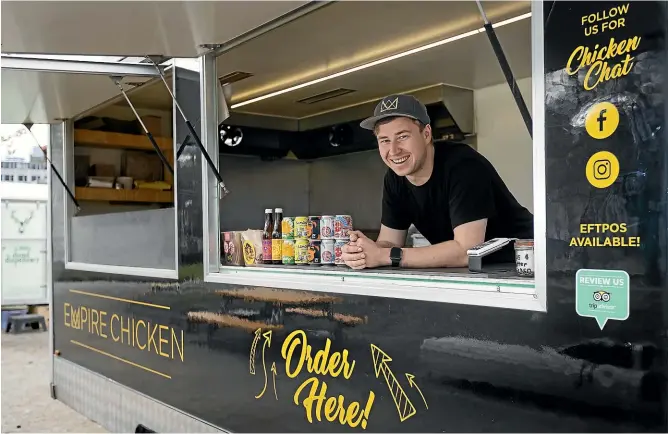  ?? ALDEN WILLIAMS/ STUFF ?? Wednesday, September 18, 2019 Convinced that there wasn’t enough fried chicken in Christchur­ch, Jayden Smith decided to start Empire Chicken.