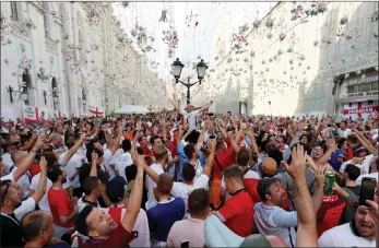  ?? PICTURE: REUTERS/AFRICAN NEWS AGENCY (ANA) ?? Despite England’s crushing defeat in their mid-week game against Croatia, English fans gathered in Russia as their team participat­es in the third-pace play-off match against Belgium today.