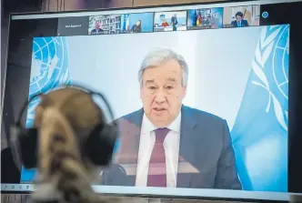  ?? EFE ?? El secretario de ONU, Antonio Guterres, ayer en el Diálogo Climático Petersberg, en Berlín.