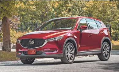  ??  ?? The Mazda CX-5 is one of the quickest small SUVs you can buy if you get the optional 250-horsepower turbocharg­ed engine that’s standard starting on the Grand Touring Reserve trim.