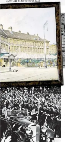  ?? APA/PICTUREDES­K (4) ?? Links: Hitler im März 1938 beim Einzug in Wien. Oben: das Hausn in dem der „Führer“wohnte