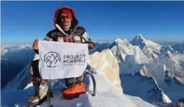  ?? — AFP photos ?? These handout photos taken and released by Nepali climber Nirmal ‘Nims’ Purja and his ‘Bremont Project Possible’ team shows Purja standing at the summit of Nanga Parbat.