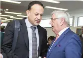  ??  ?? Ray MacSharry in discussion with An Taoiseach Leo Varadkar at IT Sligo last Friday