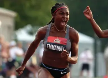  ?? FRED CHARTRAND/THE CANADIAN PRESS ?? Toronto’s Crystal Emmanuel is the new Canadian record holder in the 200 after breaking a 34-year-old mark.