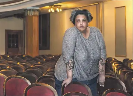  ?? Eva Blue ?? IN “HUNGER,” Roxane Gay addresses weight in America and herself. After an assault, she writes, “I needed to feel like a fortress.”