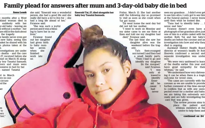  ??  ?? Emerald Tai, 27, died alongside her baby boy Tanatui Samuels.
