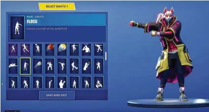  ?? Handout via New York Times ?? Three performers are suing the makers of the video game “Fortnite,” shown in the above screenshot, saying it is selling their dance moves without their permission.