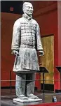  ?? CONTRIBUTE­D BY FRANKLIN INSTITUTE ?? A Chinese cavalryman statue’s thumb was broken off by an intruder in December.