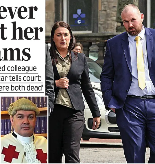  ??  ?? High Court judge: Lord Summers Ordeal: Constables Deborah Lawson and Robert Fitzsimmon­s at court yesterday