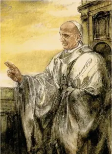  ??  ?? Papa Paolo VI Ritratto da Alberto Sughi