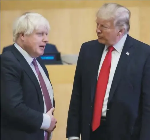  ??  ?? From left: British Prime Minister Boris Johnson and U.S. President Donald Trump