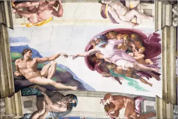  ?? Dreamstime ?? A painting of the creation of Adam in the Sistine Chapel.