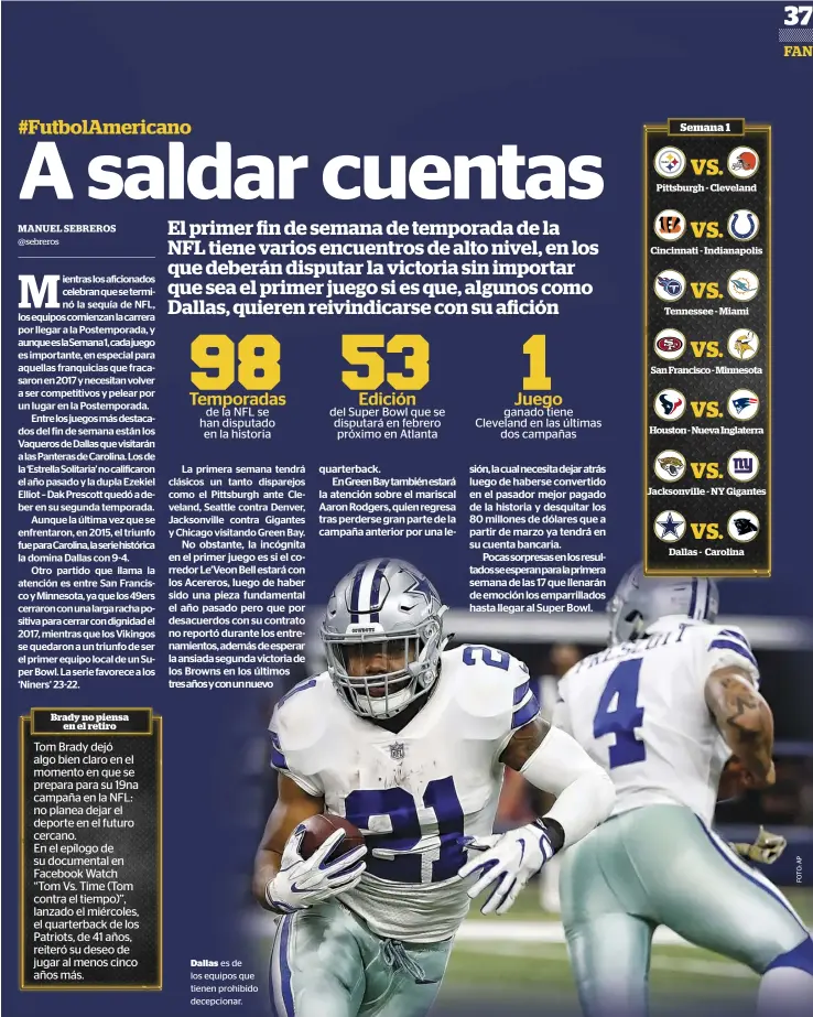  ??  ?? Dallas es de los equipos que tienen prohibido decepciona­r.