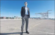  ?? JOSE CARLOS FAJARDO — BAY AREA NEWS GROUP, FILE ?? A’s president Dave Kaval stands at the Howard Terminal, where the team wants to build a new ballpark, in Oakland.