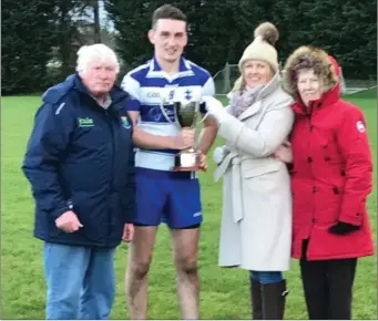  ??  ?? Mick Hagan, Blesington captain James Kearns and Catherine Finan.