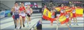  ?? FOTOS: GETTY/EFE ?? Jesñus Gómez (izquierda) se llevó el bronce en 1.500. El relevo 4x400, de plata