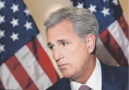  ?? Brendan Smialowski, AFP ?? U.S. Rep. Kevin McCarthy, above, a Republican from California, easily defeated Ohio’s Jim Jordan to win the race for the House minority leader.