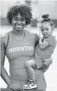  ?? Courtesy University of Houston ?? Mikaila Martin balances being a mom to Camryn, 3, and being a UH athlete who will compete in the NCAA track and field championsh­ips.