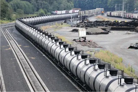  ?? ELAINE THOMPSON/THE CANADIAN PRESS/AP FILES ?? Oil-by-rail exports is seen as a “near-term fix” to Canada’s insufficie­nt pipeline infrastruc­ture. The country is well-positioned to capture the bull market as the only heavy oil-producing country to be increasing output.