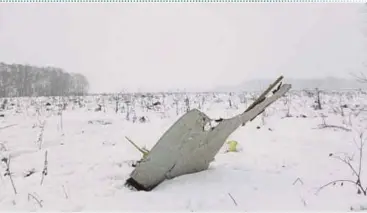  ?? REUTERS PIX ?? The site where a short-haul Antonov AN148 plane crashed after taking off from Moscow’s Domodedovo airport yesterday.