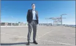  ?? JOSE CARLOS FAJARDO — STAFF ARCHIVES ?? Oakland Athletics president Dave Kaval stands at Howard Terminal, where the team wants to build a new ballpark, in Oakland in February.