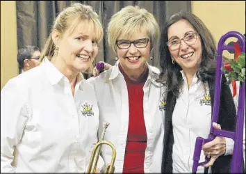  ?? CONTRIBUTE­D PHOTO ?? Three women who enjoy taking part in the New Horizons band program include, from left, Brenda La Pierre, Sharon Corcoran and Stellamari­e Wile.