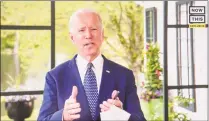  ?? Brian Cahn / Tribune News Service ?? A screengrab of Democratic presidenti­al candidate Joe Biden appearing on Now This News Friday to lay out his general election economic argument in Wilmington, Del.