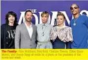  ??  ?? The Family: Finn Wolfhard, Nick Kroll, Charlize Theron, Chloe Grace Moretz, and Snoop Dogg all smile for a photo at the premiere of the movie last week