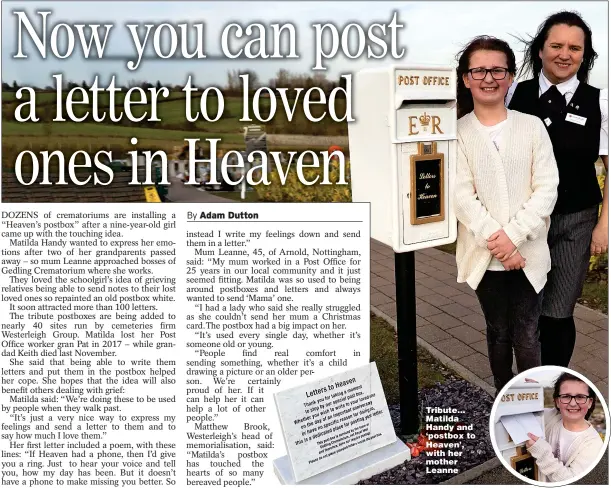  ?? ?? Tribute... Matilda Handy and ‘postbox to Heaven’, with her mother Leanne