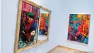  ?? ?? Las obras "Backlash" (l, 1991) y "Self Portrait" (1988) de Sylvester Stallone cuelgan en la exposición "Sylvester Stallone - 75th Birthday Retrospect­ive" en el Museo Osthaus.