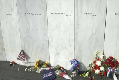  ?? Anthony Conroy/ Post- Gazette ?? The name of Richard J. Guadagno is displayed with the other victims of Flight 93 at the Flight 93 Memorial in Stonycreek, Pa.