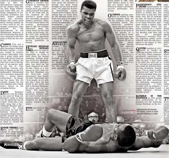  ?? <<< ?? Muhammad Ali knocks out Sonny Liston in their second meeting in 1965.