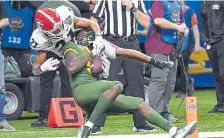  ?? Bill Feig, Associated Press file ?? Baylor’s Denzel Mims beats Georgia’s Eric Stokes for a TD catch during the Jan. 1 Sugar Bowl.