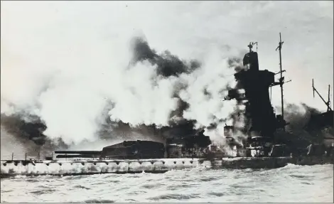 ?? Picture courtesy of Tim King ?? FIREBALL
The inferno raging on the deck of the Admiral Graf Spee